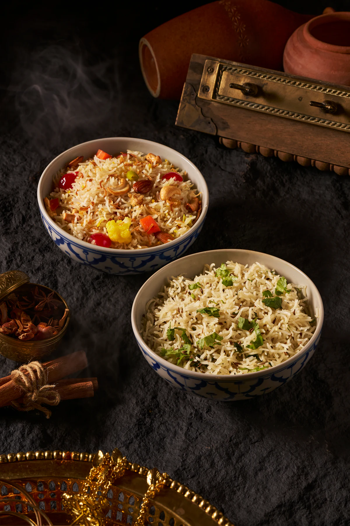 Two bowls of Indian rice