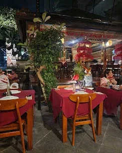 Tables in the courtyard